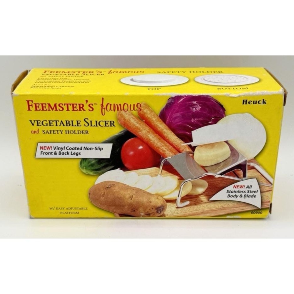 Feemster's Famous Vegetable Slicer & Safety Holder Stainless Steel Heuck New